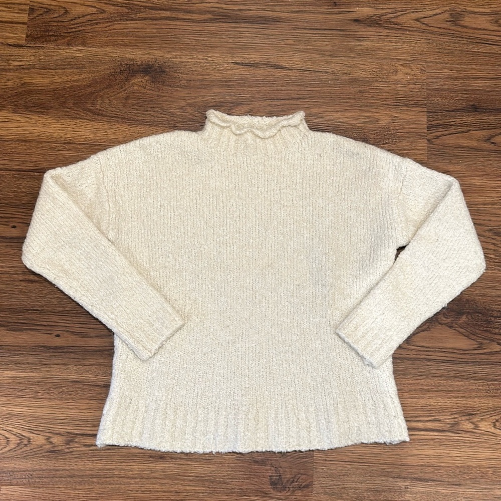 J Crew Women’s Wool Alpaca White Turtleneck Sweater Size Small